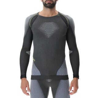 UYN Man Evolutyon Uw Shirt Lg_Sl.Melange anthracite melange/blue/yellow shiny