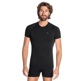 Odlo BL Top Crew Neck S/S Performance Warm Eco black - new odlo graphite grey